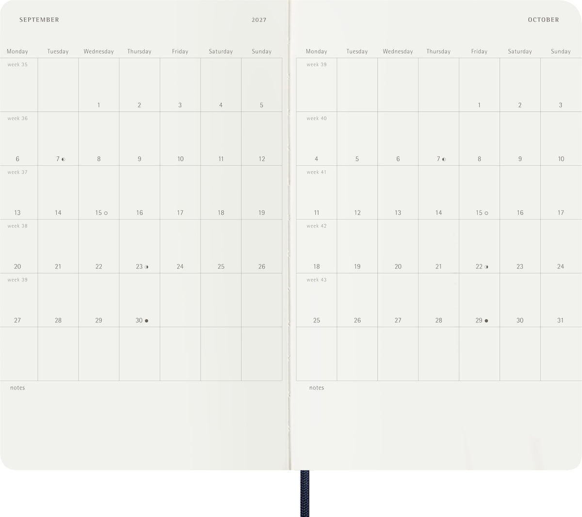 Moleskine Classic 18 Month 2026-2027 Weekly Planner, Soft Cover, Large (5" x 8.25"), Sapphire Blue, 208 pages