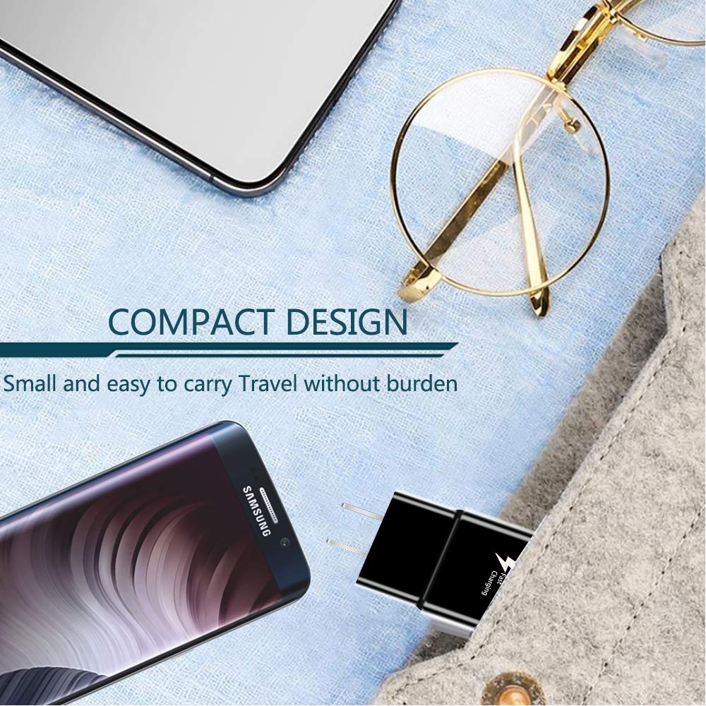 Fast Charging Block, USB Adaptive Fast Charger Box Android Cell Phone Wall Quick Tablet Charger Plug Adapter Compatible Samsung Galaxy S10 S9 S8 S7 A13 A16 Note 8 9 10 LG G7 Plus EP-TA20JBE (2 Pack)