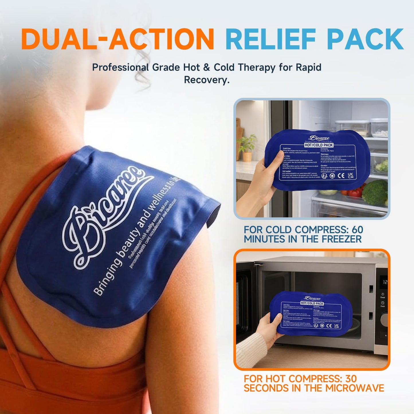 BICAREE Cold Gel Ice Packs Reusable for Injuries, Cold Compress - Relieves Muscle Pain, Sports Injury Recovery, Reduces Swellin (3-Piece Set) - Available at All In One Marketplace Canada