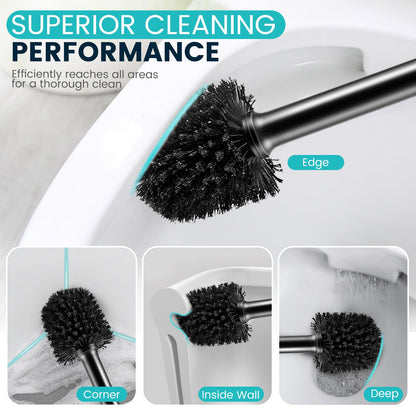 Toilet Brush Toilet Bowl Cleaner Brush and Holder with Dense Durable Scrubbing Bristles Black Toilet Scrubber for Bathroom Deep Cleaning - Available at All In One Marketplace Canada