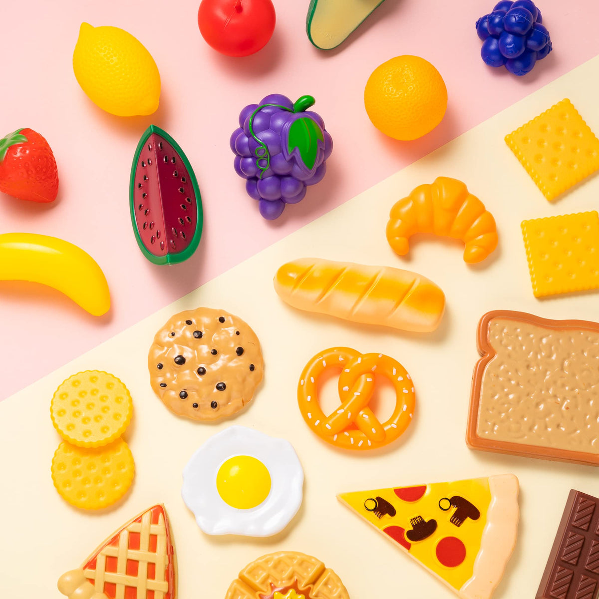 JOYIN 50 Pieces Kids Plastic Play Food Toys, Fake Food, Pretend Kitchen Playset, Toddler Imaginative Development Toys, Fun Educational Game Accessories, Christmas Bithday Gifts Party Supplies 🍁 All In One Marketplace Canada