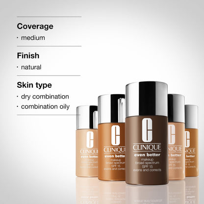 Clinique Even Better Makeup Medium Coverage Foundation Broad Spectrum SPF 15 | Evens Skin Tone + Reduces Dark Spots, Cream Chamois Clinique