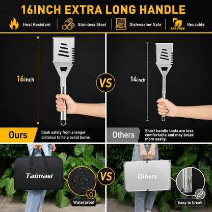 34Pcs BBQ Grill Accessories Tools Set, 16 Inches Stainless Steel Grilling Tools with Carry Bag, Thermometer, Grill Mats for Camping/Backyard Barbecue, Grill Tools Set for Men Women - Available at All In One Marketplace Canada