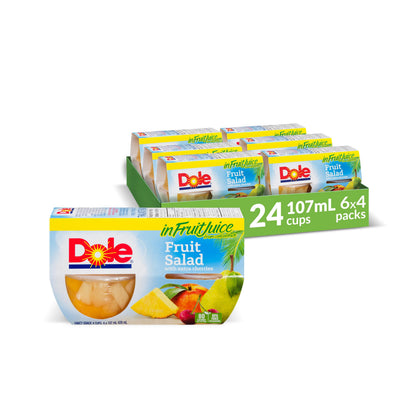 Dole Fruit Bowls Fruit Salad with Extra Cherries in Fruit Juice, Healthy School Snacks, 107ml, 24 Cups 🍁 All In One Marketplace Canada