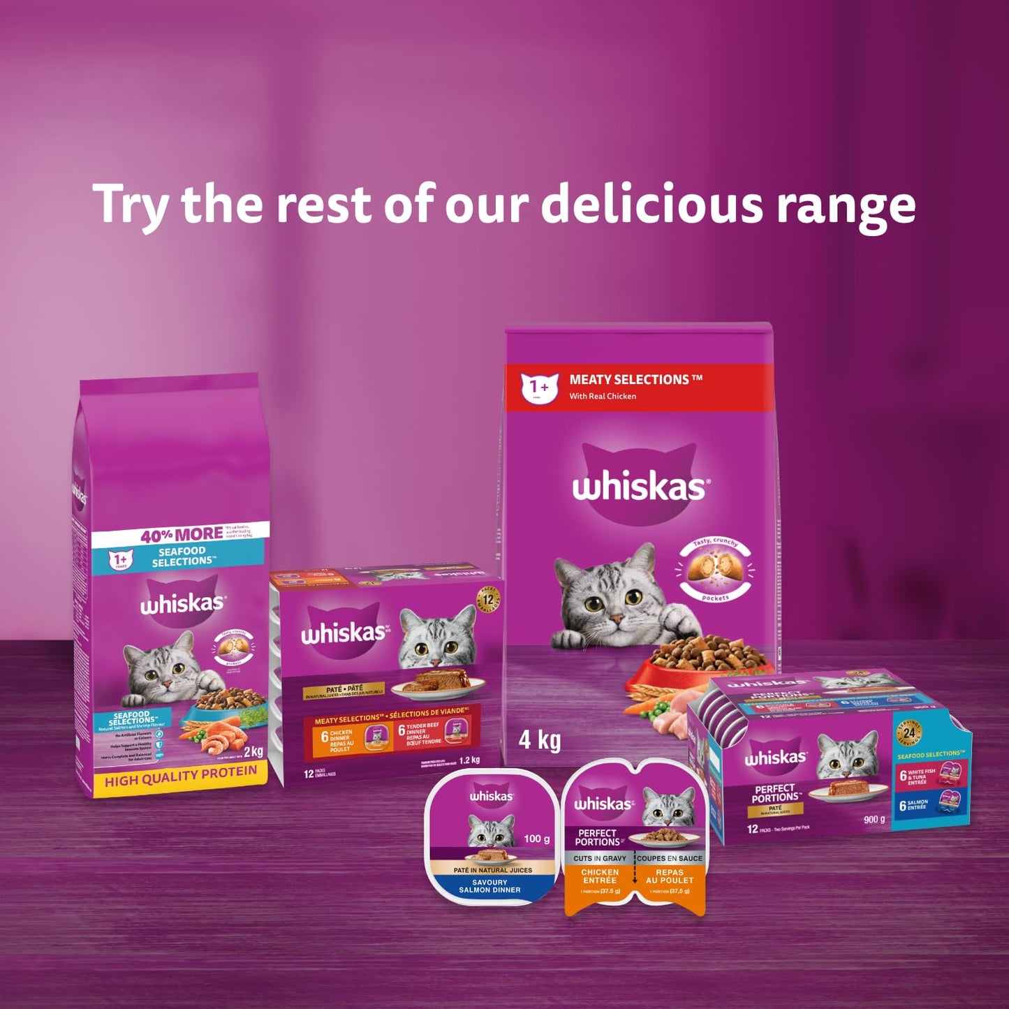 WHISKAS Perfect PORTIONS Kitten Wet Cat Food, Salmon Flavour, 75g whiskas