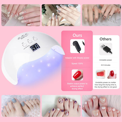 UV Nail Light, LKE Nail Dryer UV Light for Gel Nails with 3 Timers Professional UV LED Nail Lamp for Gel Nail Polish Kit Nail Art Tools Accessories in Home Use