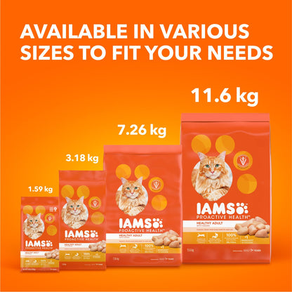 IAMS Proactive Health Healthy Adult Dry Cat Food – Chicken – 3.18KG (7LB) Bag