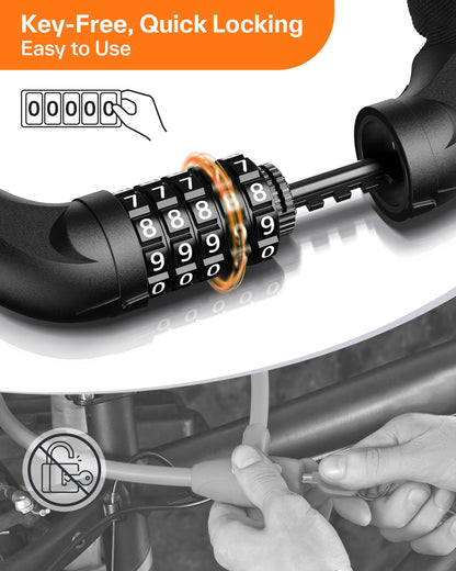Bike Lock, 5-Digit Resettable Combination Bicycle Lock, Heavy Duty Anti-Theft Bike Chain Locks for Road Bike Mountain Bikes Cycling Locks
