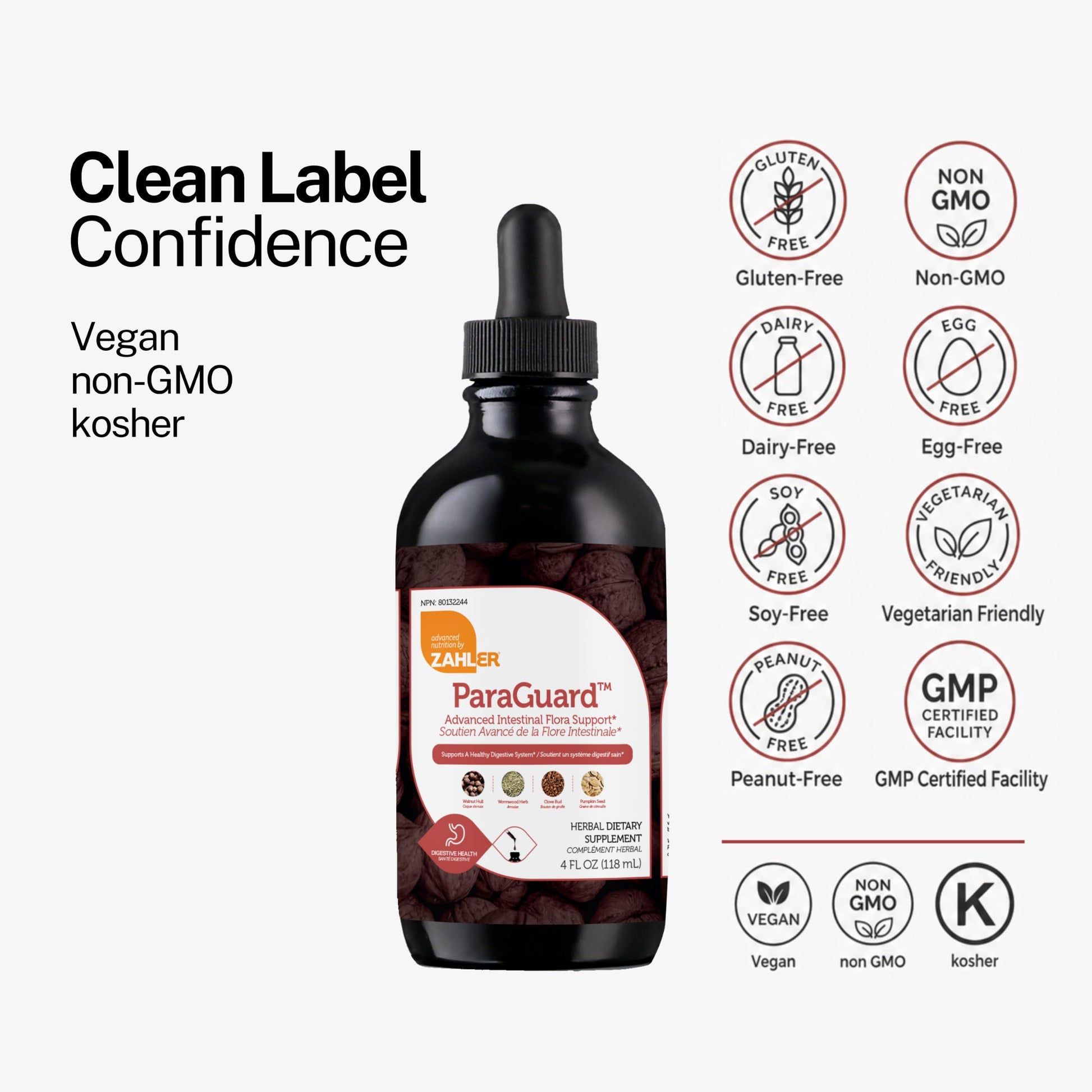 Zahler ParaGuard, Parasite Cleanse for humans. Advanced Colon Detox Cleanse and Gut Health Support, Contains Wormwood, Certified Kosher, 4OZ. - Available at All In One Marketplace Canada