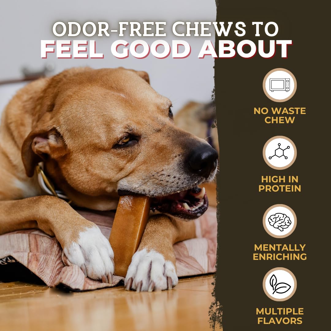 Bully Bunches Large Authentic Yak Cheese Himalayan Chews for Large Dogs & Heavy Chewers - All Natural Dog Treat Dental Chews, Made with Real Yak Milk - Lactose & Rawhide Free (2 Pk)