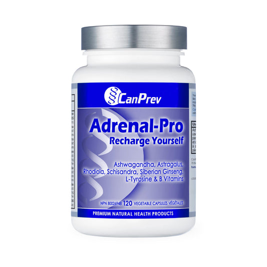 CanPrev Adrenal-Pro Recharge Yourself, 120 Vegan V-Caps with Siberian Ginseng, 30-Day Supply with Ashwagandha, Astragalus, L-Tyrosine, B5 & B6 - Supports Energy Levels, Physical and Mental Vitality - Available at All In One Marketplace Canada