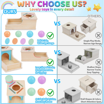 FCSONU Toddlers Montessori Ball & Coin Box Toys for 1 2 3 Year Old Boy Girl 🍁 All In One Marketplace Canada