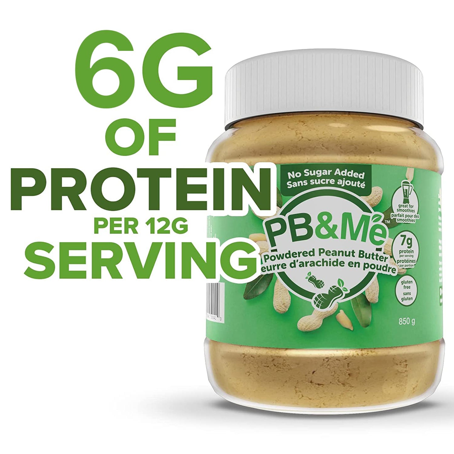 PB&Me Sugar Free Peanut Butter Powder - Powdered Peanut Butter No Sugar for Low Calorie Snacks, Peanut Butter Powder Protein for Smoothies, Low Carb Peanut Powder Protein Snack, 2lbs Jar (1-Pack) - Available at All In One Marketplace Canada