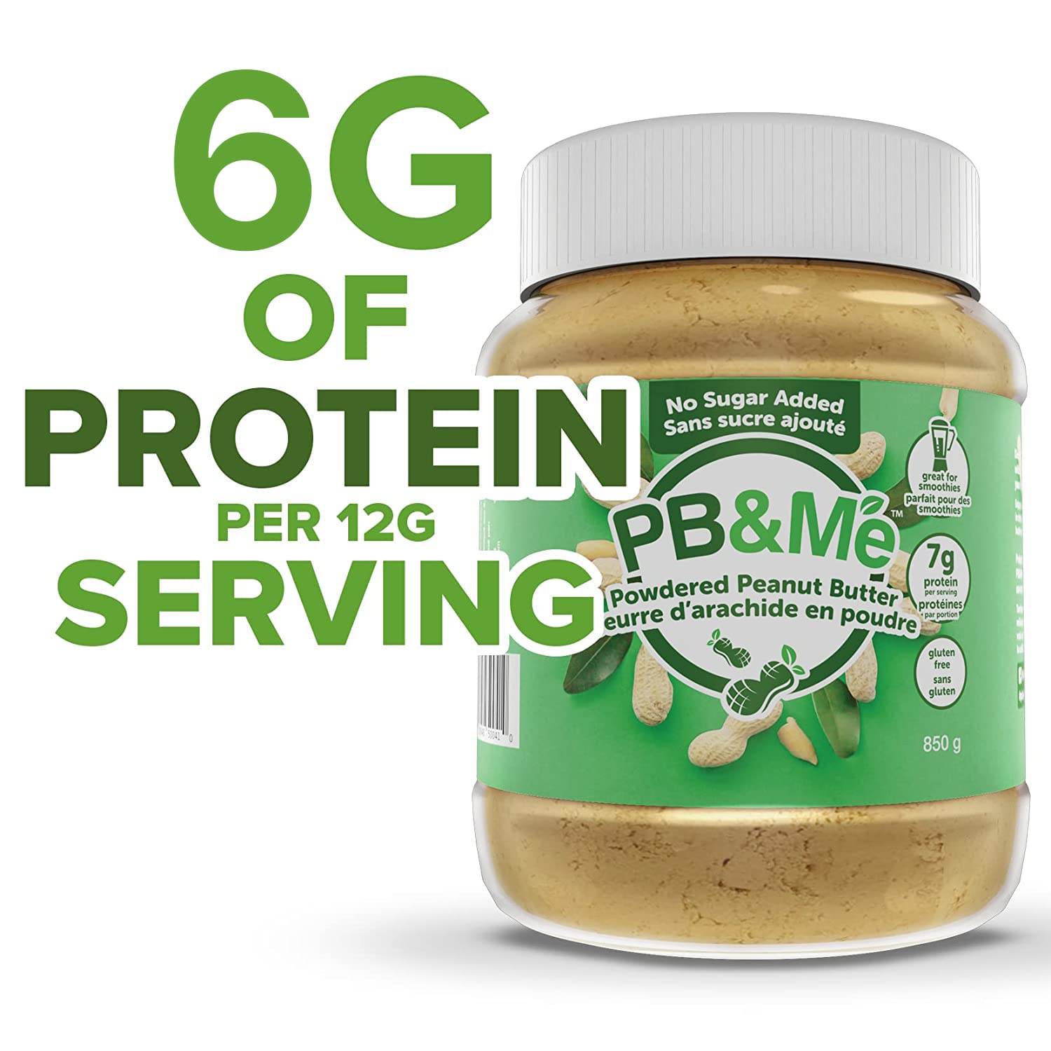 PB&Me Sugar Free Peanut Butter Powder - Powdered Peanut Butter No Sugar for Low Calorie Snacks, Peanut Butter Powder Protein for Smoothies, Low Carb Peanut Powder Protein Snack, 2lbs Jar (1-Pack) - Available at All In One Marketplace Canada