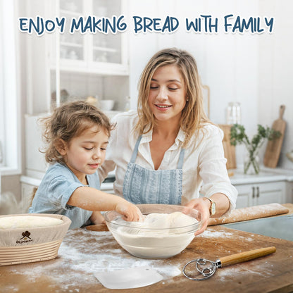 Glimsax Banneton Proofing Basket Set of 2, 9" Round & 10" Oval for Sourdough Baking, Bread Making Accessories and Tools Starter Kit, Gifts for Beginner and Professional Bakers - Available at All In One Marketplace Canada