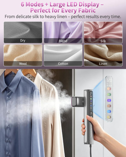 ELORTI Steamer Clothes, 1200W Dual Voltage Portable Travel Clothes Steamer