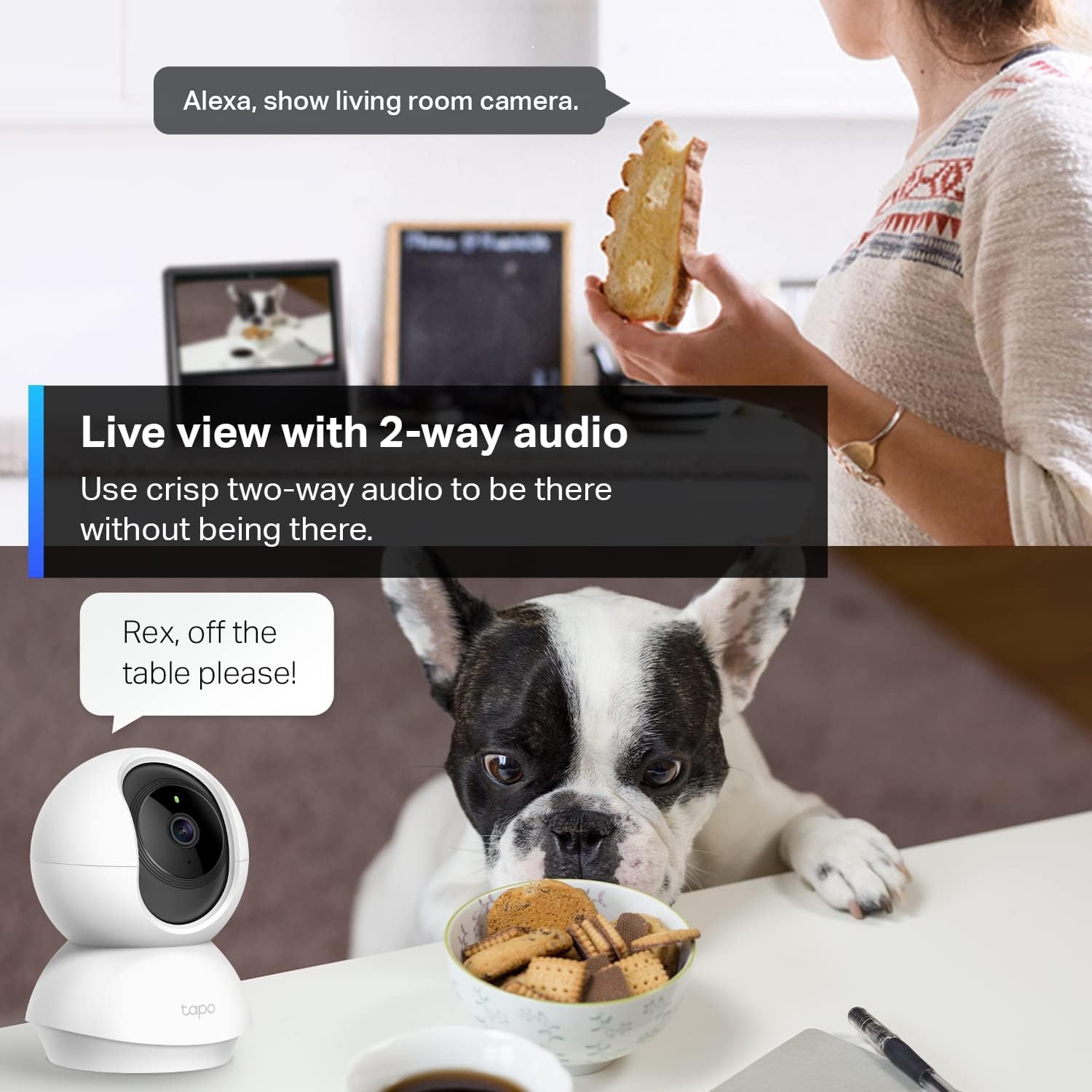 Tapo 2K Pan/Tilt Indoor Security WiFi Camera, 2 Pack, Baby & Pet Camera w/ 360° Motion Tracking, 2-Way Audio, Night Vision, Cloud & Local Storage (Up to 256 GB), Works w/Alexa & Google (Tapo C210P2)