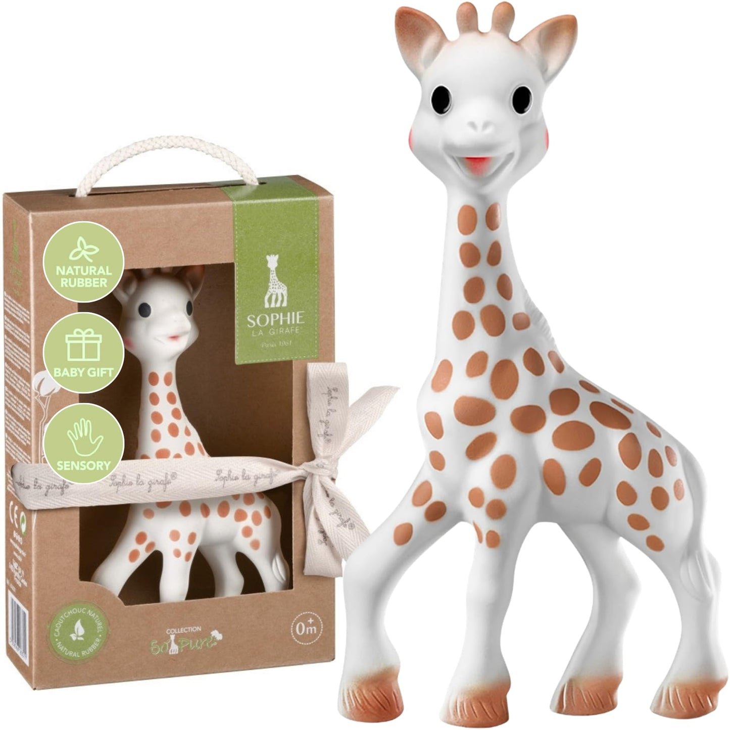 Sophie la Girafe - So Pure Box - Original Baby Teething Toy 100% Natural Rubber - BPA-Free, Non-Toxic, Vegan, Sensory Stimulating Teether for Newborns 0+ Months - 616331