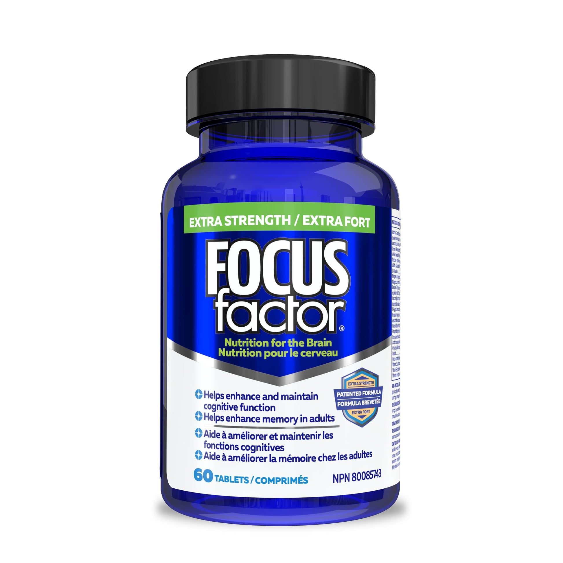Focus Factor Extra Strength, 60ct - Multivitamin Supplement with Vitamin B6, B12, D3, Zinc, Phosphatidylserine, Bacopa Monnieri, Ginkgo Biloba & DMAE to enhance memory & cognitive function in adults Focus Factor