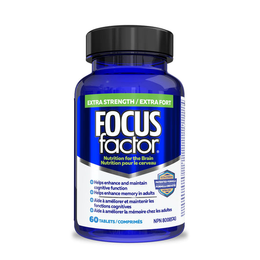 Focus Factor Extra Strength, 60ct - Multivitamin Supplement with Vitamin B6, B12, D3, Zinc, Phosphatidylserine, Bacopa Monnieri, Ginkgo Biloba & DMAE to enhance memory & cognitive function in adults Focus Factor