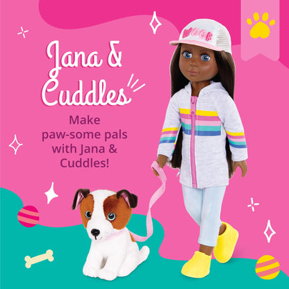 Glitter Girls 14-Inch Fashion Doll Jana & Cuddles Plush Dog Pet, Dolls