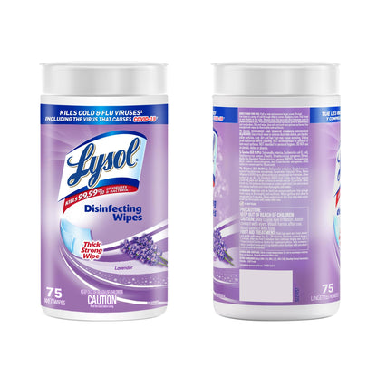 Lysol Disinfecting Wipes, Thick Cleaning Wipes with Micro Pocket Pattern for Home & Electronics, Eliminates Germs on 100+ Surfaces, Removes Allergens, Lavender Scent, 6 x 75 Count (450 Total Wipes)