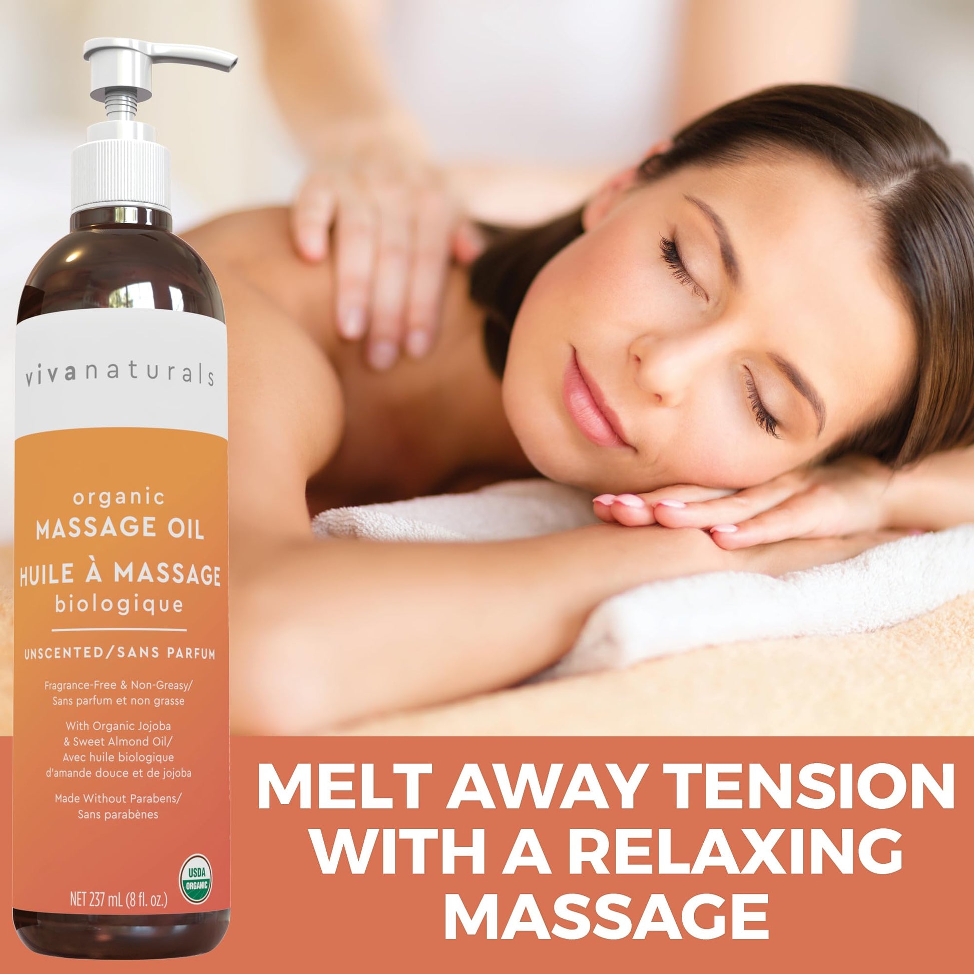 Viva Naturals Organic Massage Oil, Unscented Body Oil, Non-Greasy, 8 fl oz (237 mL) 🍁 All In One Marketplace Canada Viva Naturals