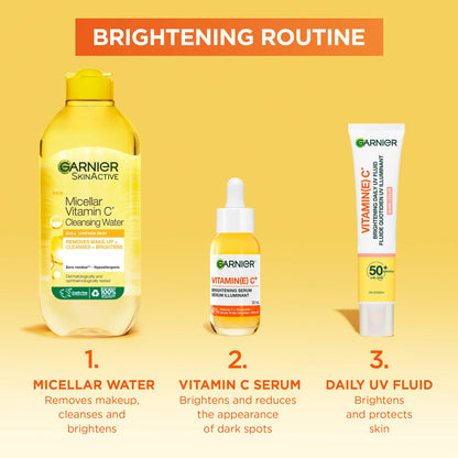 Garnier Vitamin C Daily UV Sunscreen Moisturizer SPF 50+, Brightening Glow Fluid for All Skin Tones, 50 mL