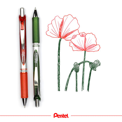 Pentel EnerGel Retractable Liquid Gel Rollerball, 0.7mm Medium Point, 12 Colours Assorted, Box of 12