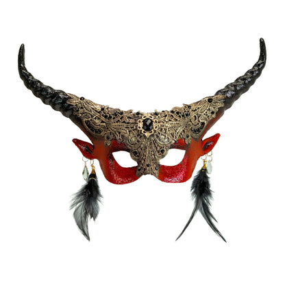 W WIDMANN MILANO Party Fashion - Eye Mask Devil with Horns, Demon, Halloween costume accessory