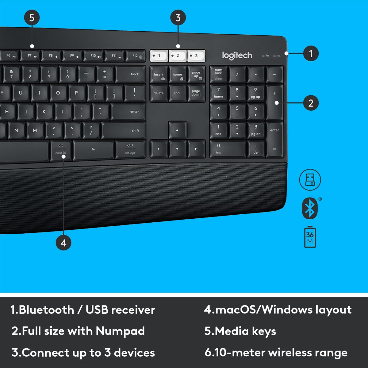 Logitech MK850 Performance Wireless Keyboard and Mouse Combo - Graphite