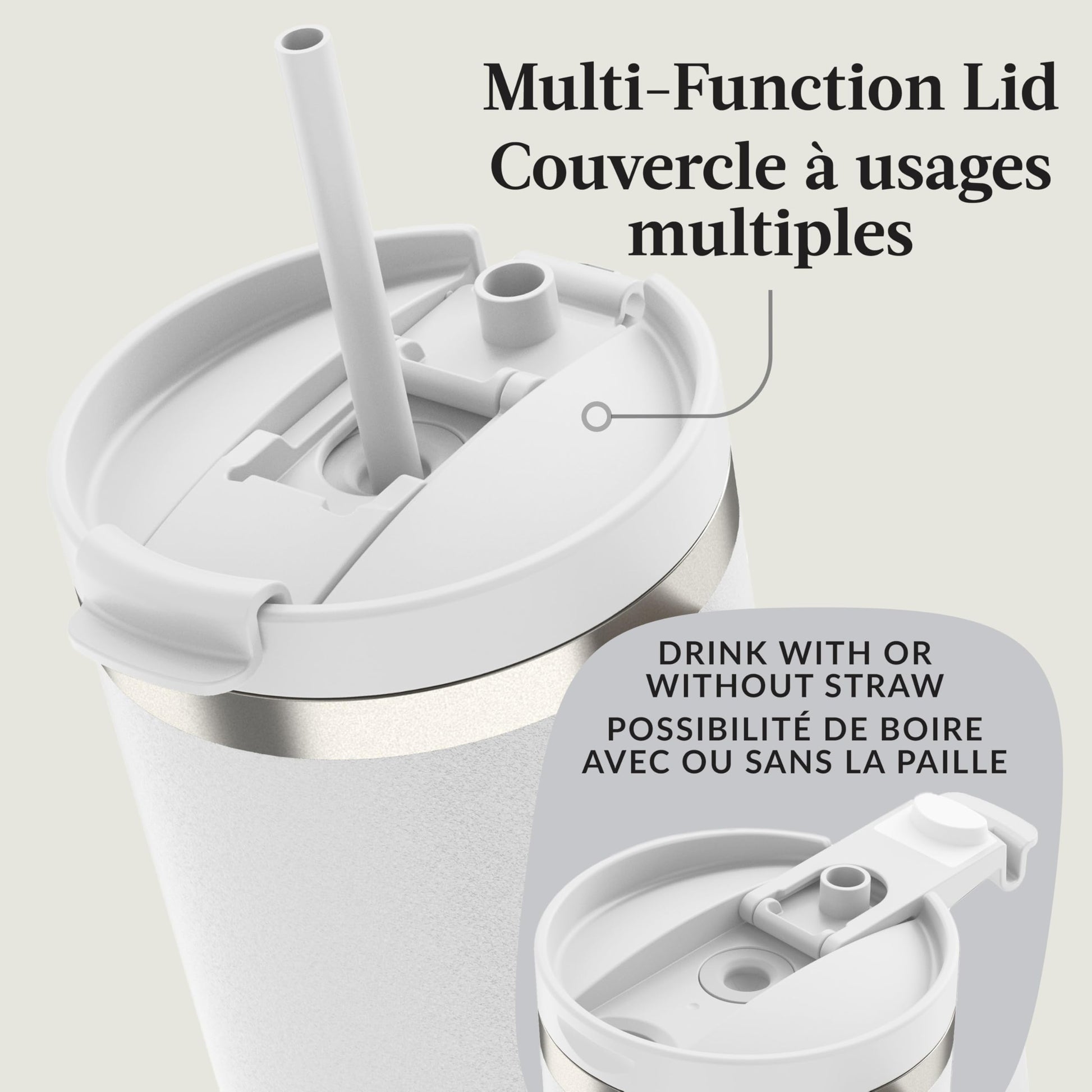 Contigo Streeterville Tumbler, 40 oz (1.18 L), Insulated Stainless Steel Water Bottle with Straw and Leak-Proof Lid, Salt Contigo