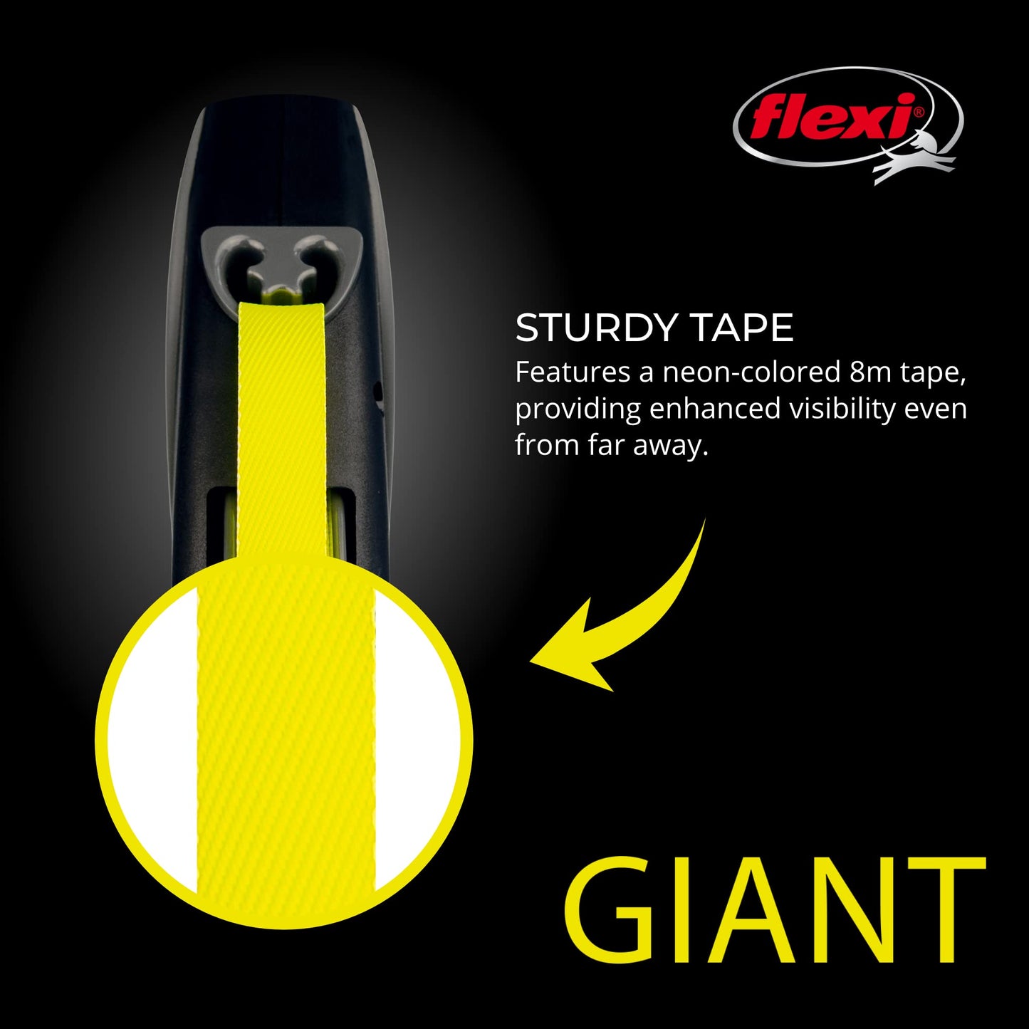 FLEXI® Giant Tape Retractable Dog Leash, Large, 26 ft - Black FLEXI