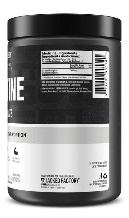 Jacked Factory Creatine Monohydrate Powder - Canadian-Owned Informed Choice Certified Supplement for Increased Muscle Mass*, Improved Strength, Power, & Performance** - 85 Servings, Arctic White
