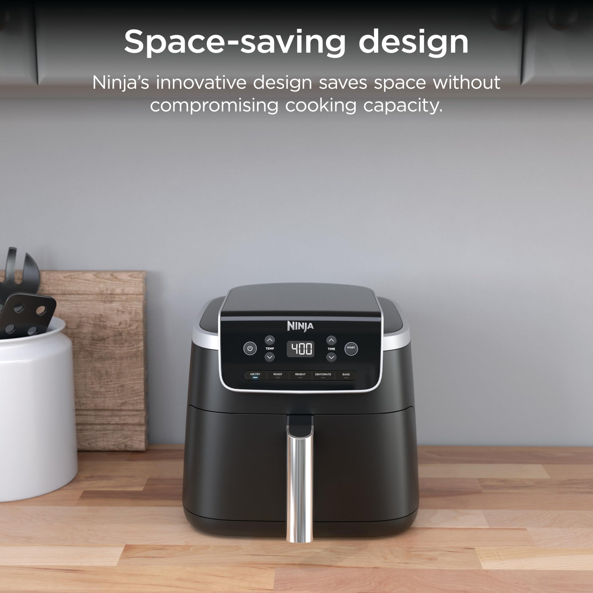 Ninja Air Fryer Pro 5-in-1, 5 QT Capacity, Air Fry, Bake, Roast, Reheat, and Dehydrate, Air Crisp Technology, Nonstick Basket & Crisper Plate, Grey, AF142C - Available at All In One Marketplace Canada