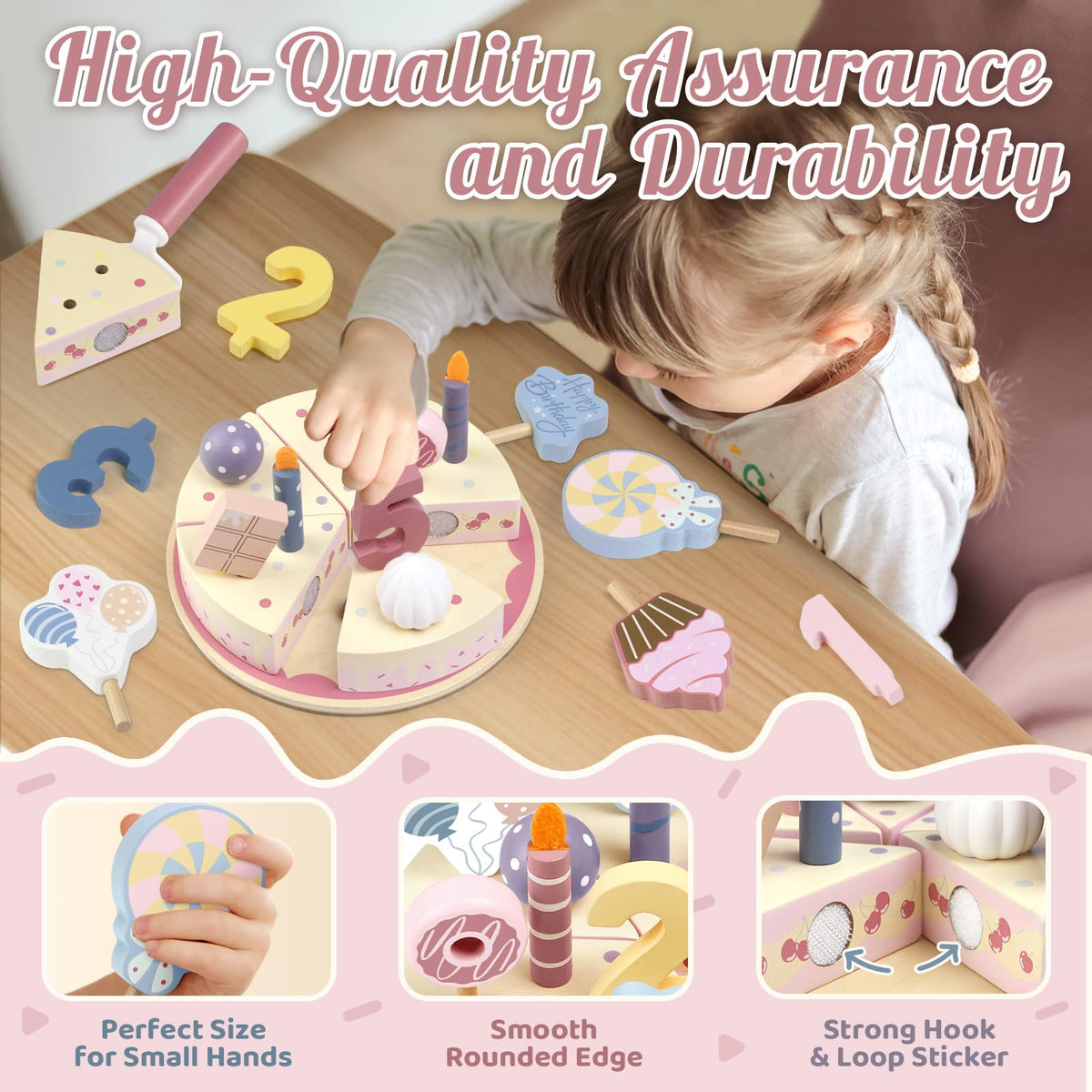 Wooden Birthday Party Cake Play Food Sets 🍁 All In One Marketplace Canada