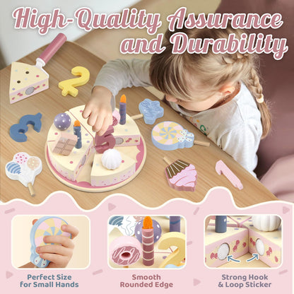 Wooden Birthday Party Cake Play Food Sets 🍁 All In One Marketplace Canada