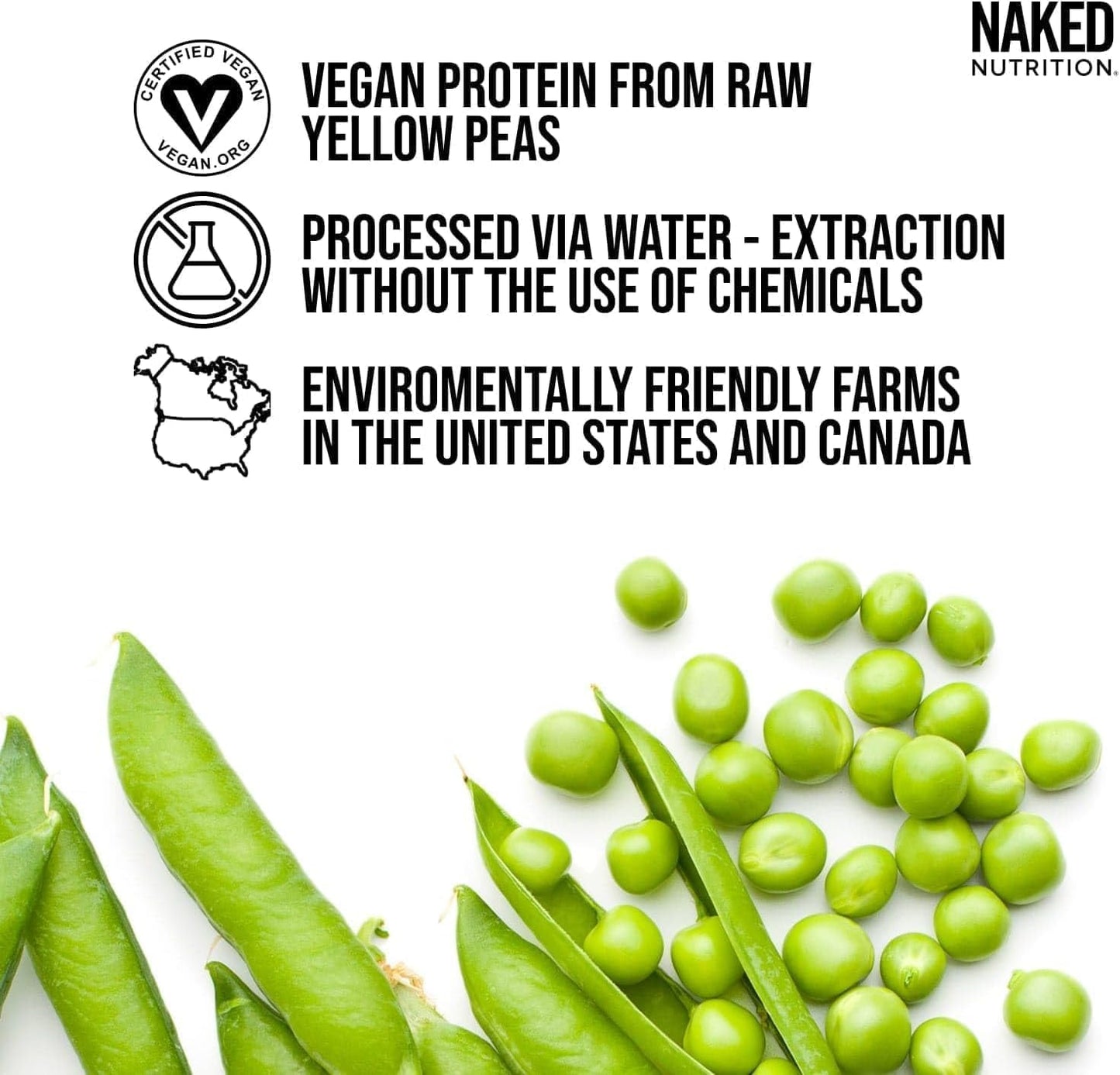 NAKED Pea Protein Isolate - 5lb Pure Plant-Based Powder, All 9 Essential Amino Acids, Non-GMO, Vegan