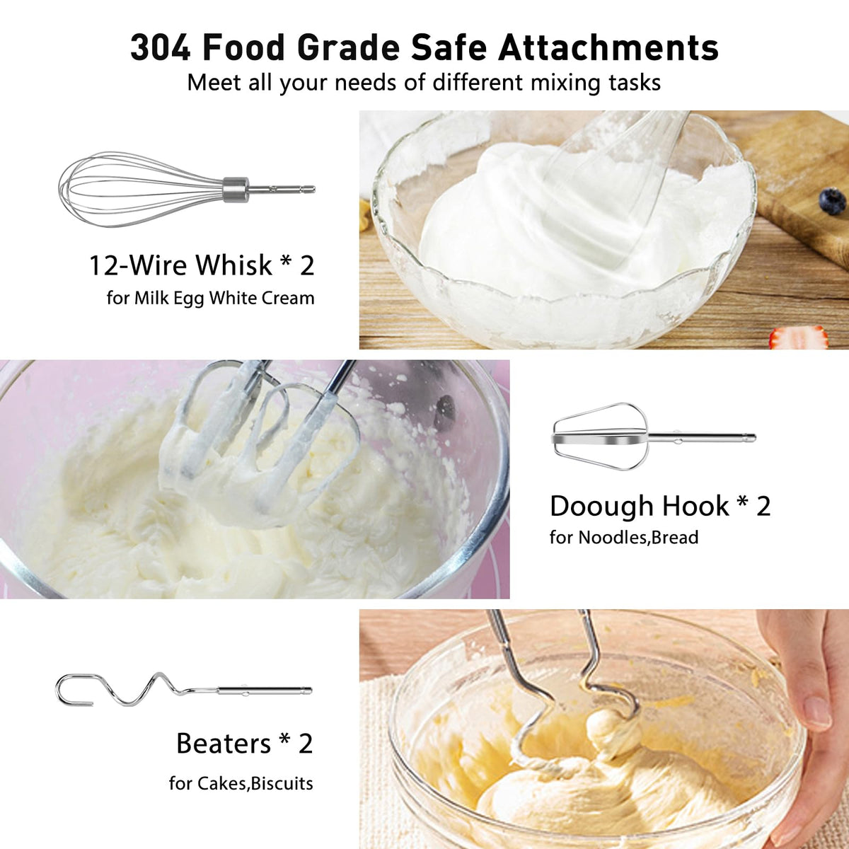 Lychee Hand Mixer Electric 600W Powerful Handheld Kitchen Mixer Portable 🍁 All In One Marketplace Canada