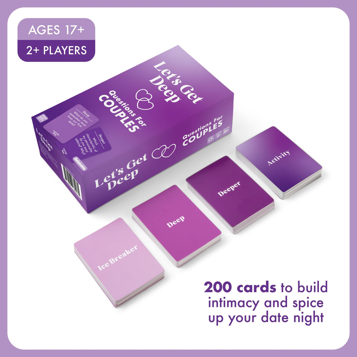 Let's Get Deep by Relatable, A Question Card Game for Couples, Great for Date Night Ideas, Couples & Wedding Gifts, Perfect for Long Distance Relationship, Includes 300 Cards to Build Up Intimacy
