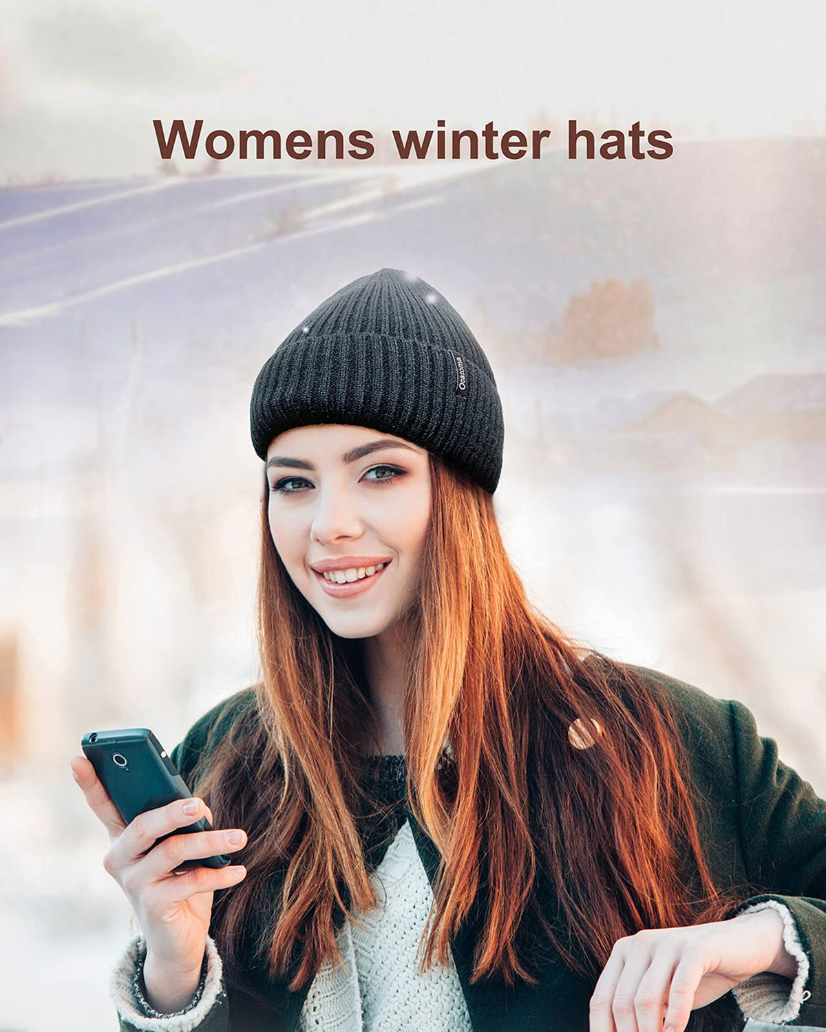 Ocatoma Beanie Hat for Men Women Warm Winter Knit Cuffed Beanie Soft Warm Ski Hats Toque Unisex Gifts for Men Women (Black) 🍁 All In One Marketplace Canada