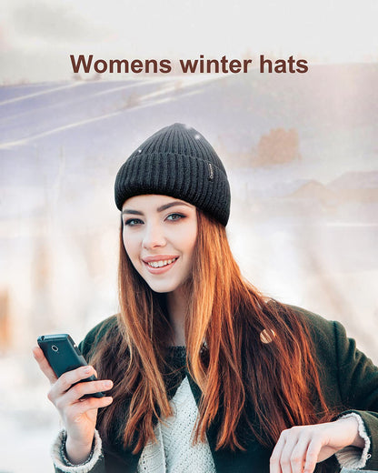 Ocatoma Beanie Hat for Men Women Warm Winter Knit Cuffed Beanie Soft Warm Ski Hats Toque Unisex Gifts for Men Women (Black) 🍁 All In One Marketplace Canada