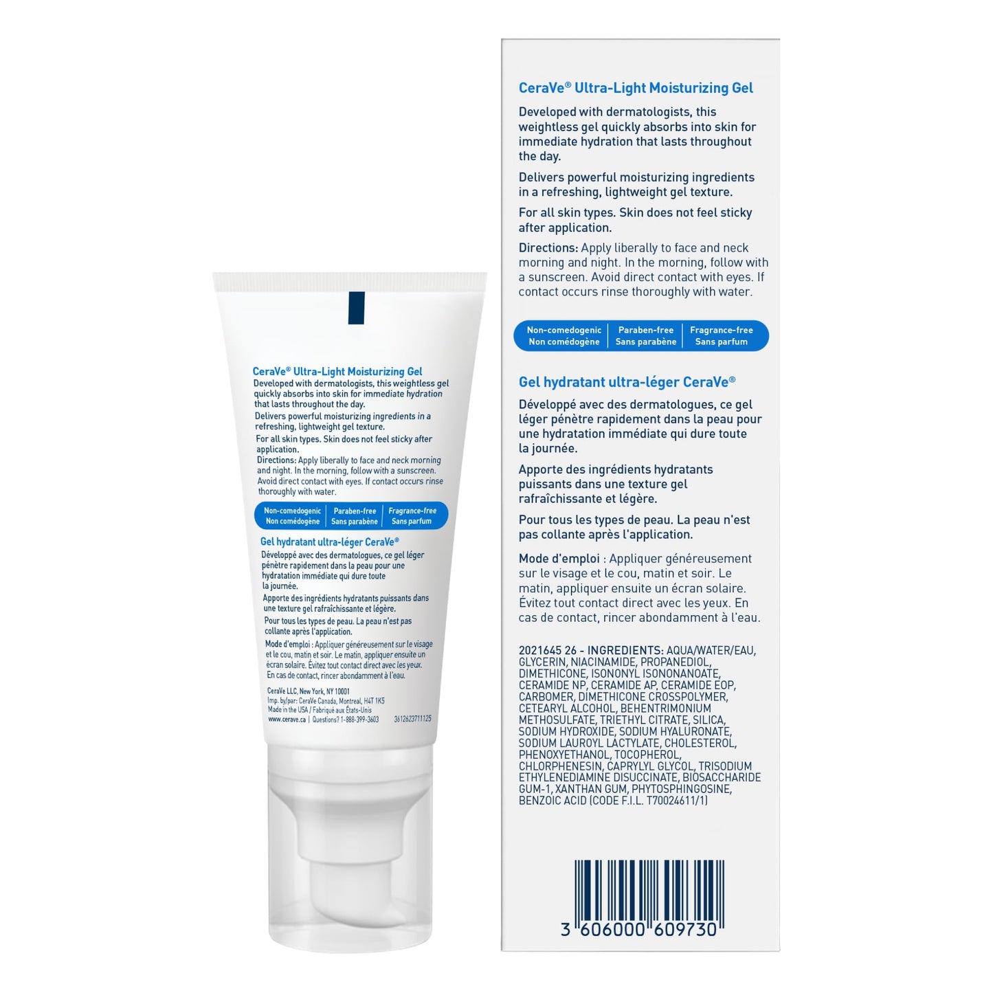 CeraVe Ultra-Light Moisturizing Gel Cream, Lightweight Face Moisturizer with Ceramides, Niacinamide & Hyaluronic Acid. Oil Free, Fast Absorbing and Fragrance-Free, Dermatologist Recommended, 52 mL - Available at All In One Marketplace Canada