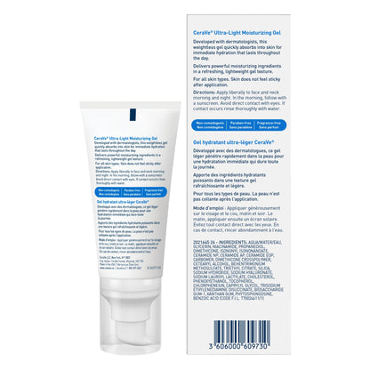 CeraVe Ultra-Light Moisturizing Gel Cream, Lightweight Face Moisturizer with Ceramides, Niacinamide & Hyaluronic Acid. Oil Free, Fast Absorbing and Fragrance-Free, Dermatologist Recommended, 52 mL - Available at All In One Marketplace Canada