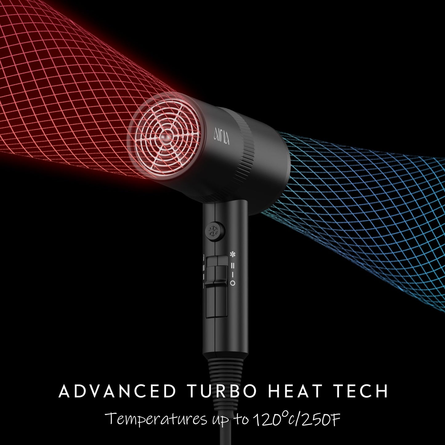 AINA Diffuser Hair Dryer Full-Featured Blow Dryer 110V/1600W(Vader Black) - Available at All In One Marketplace Canada