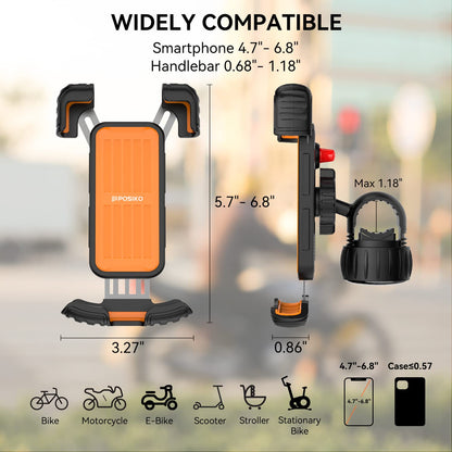 Motorcycle/Bicycle Phone Mount for 4.7-6.8" Phones (Orange)
