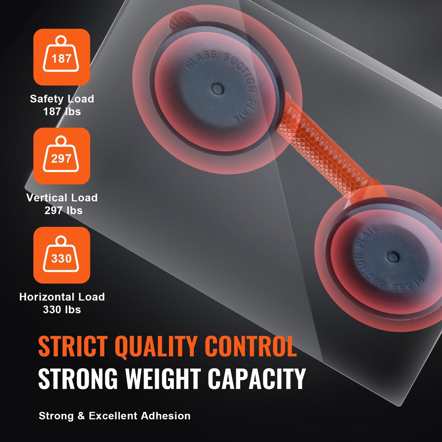 VEVOR Glass Suction Cup, 4.7" 2 Pack 330 lbs Load Capacity, Vacuum Suction Cup with Aluminum Handle, Heavy Duty Industrial Suction Cup Lifter Tool for Glass, Granite, Tile, Metal, Wood Panel Lifting VEVOR