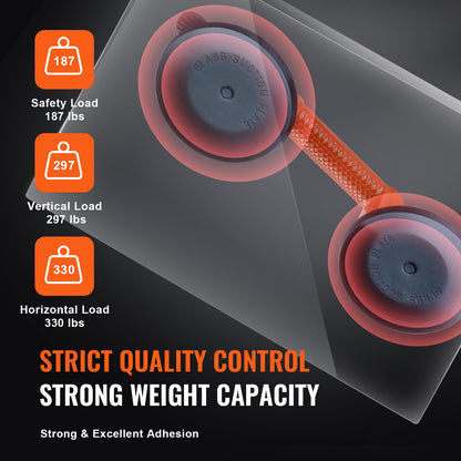 VEVOR Glass Suction Cup, 4.7" 2 Pack 330 lbs Load Capacity, Vacuum Suction Cup with Aluminum Handle, Heavy Duty Industrial Suction Cup Lifter Tool for Glass, Granite, Tile, Metal, Wood Panel Lifting VEVOR