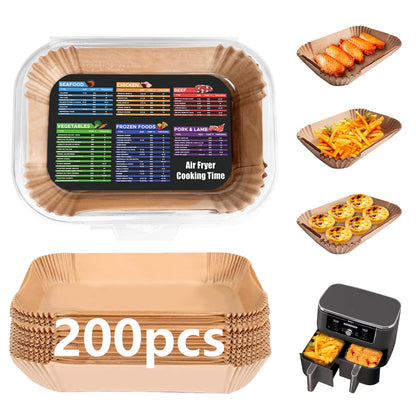 200PCS Air Fryer Liners for Ninja: Higher Non-Stick Disposable Parchment Paper Liner for Ninja DZ201/DZ401 Dual Airfryer Baking - Food Grade Ninja Air Fryer Accessories - Rectangle 8.6 x 5.5 inch - Available at All In One Marketplace Canada