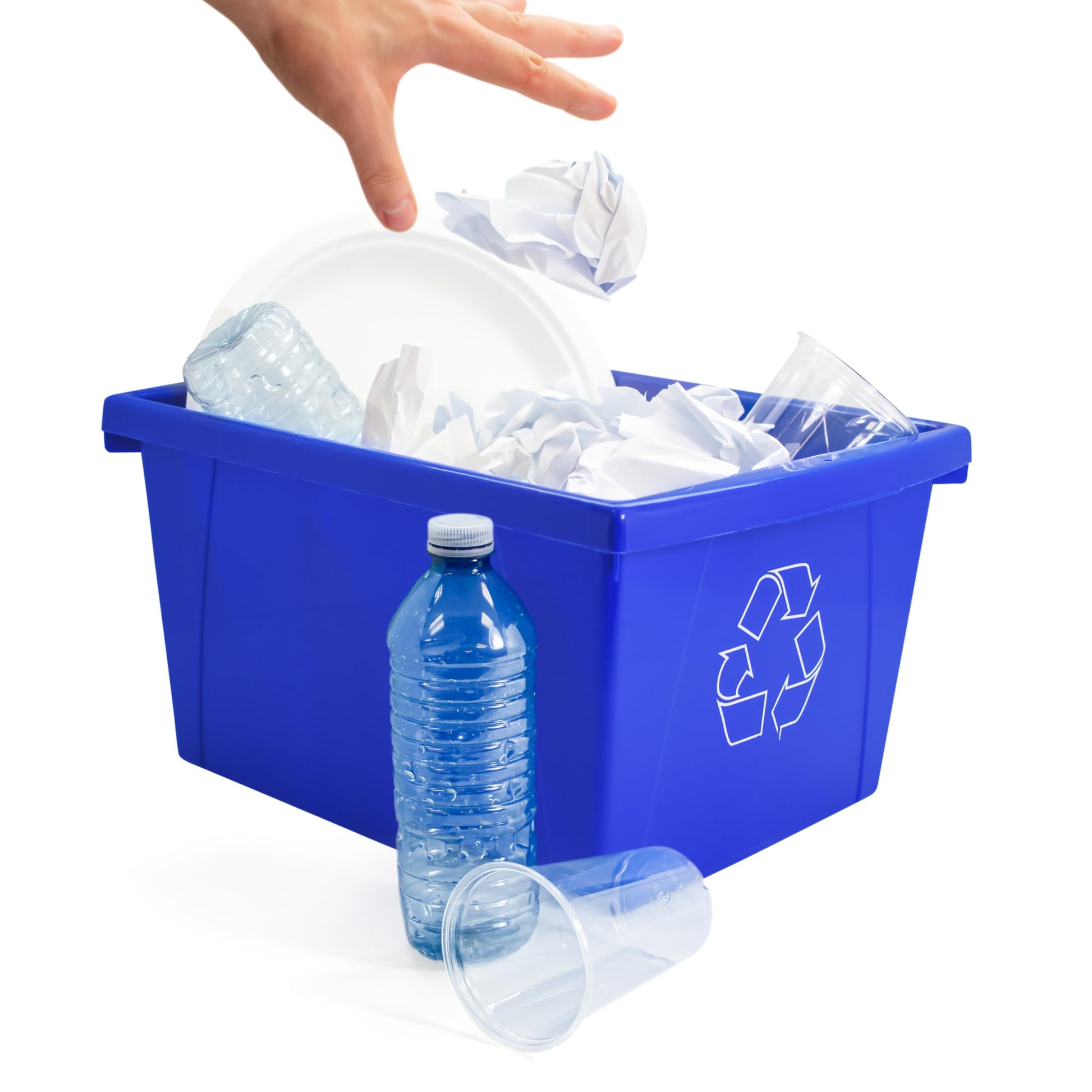 Storex 4 Gallon (15L) Recycle Bin, 13.63 x 7.87 x 11.25 Inches, Blue (61505A06C) Blue Recycling, 1-Pack , Small Storex